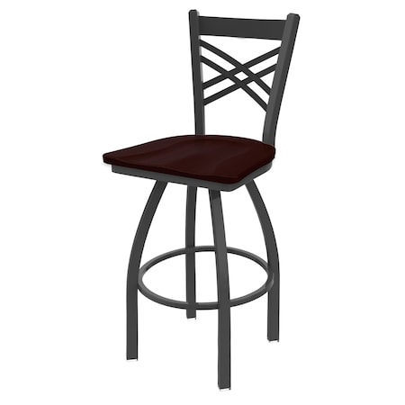 Holland Bar Stool Co 25" Swivel Counter Stool, Pewter Finish, Dark Cherry Oak Seat 82025PWDCOak
